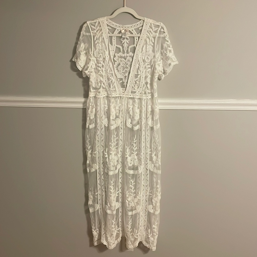 Dizzy Lizzy white cover up lace dress.
